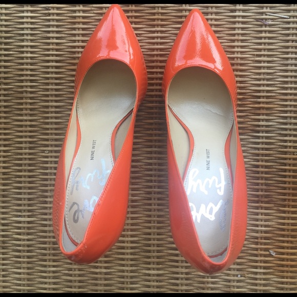Nine West Lovefury Orange Platform Heels - Picture 3 of 6